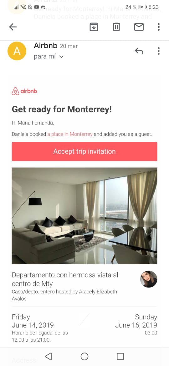 lir_karen's tweet photo. @airbnb_mx Ya ni la chingan a dos días de mi viaje a Monterrey me cancelan el departamento, que todos sepan que esta aplicación no cumple. No la usen es un fraude. Sobre todo no renten este departamento con la tal ARACELY ELIZABETH https://t.co/nop0W8NPA8