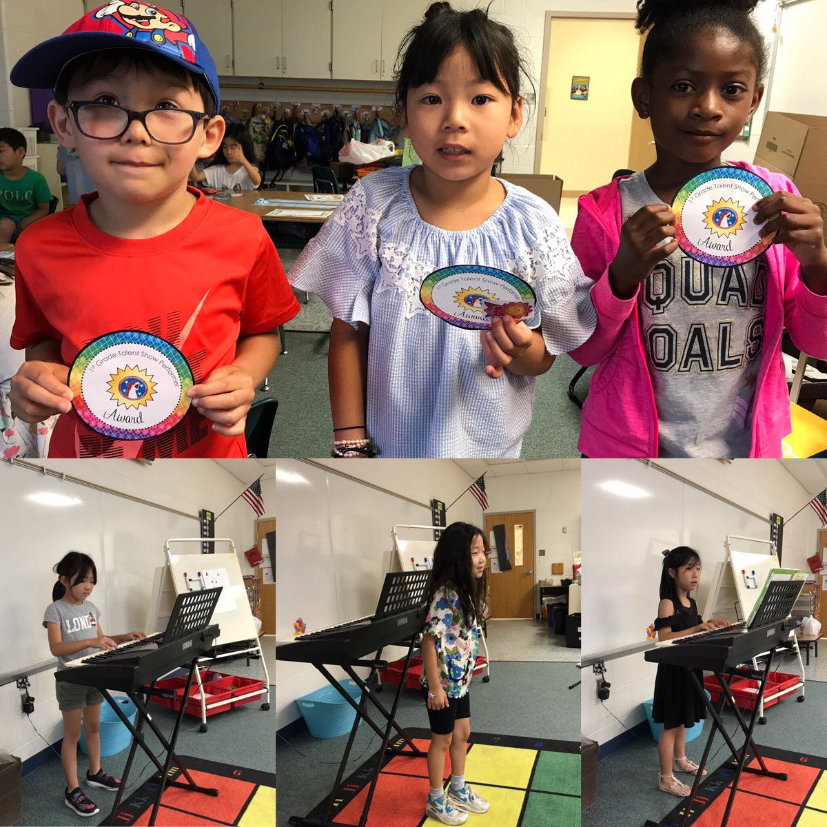 Step right up...to our first grade talent show! #bravery #soproud 
🎶 🥋 🎹  🎩  🏌️ 🎤 
Only one day left with these cuties. 👩🏻😭