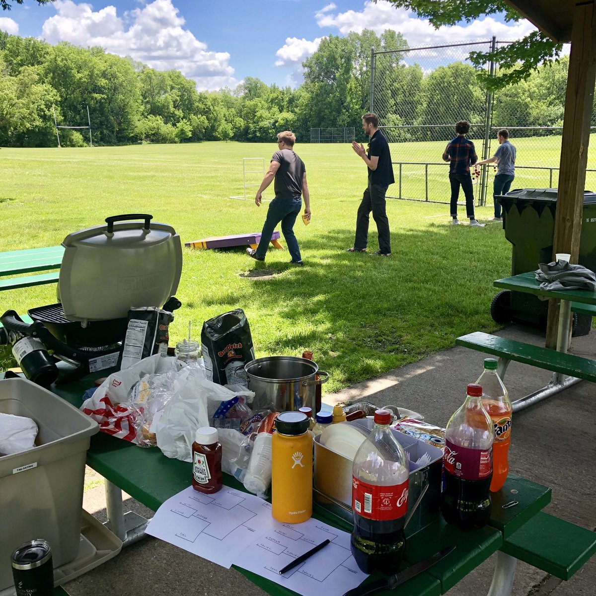 paulmhanson's tweet photo. Perfect day for a picnic lunch and bags/ladder golf team tourney with my team. #mnliving #picnic #funatwork #opportunitypartners #laddergolf #cornhole https://t.co/gZEtvNcQyO
