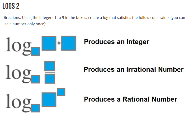 How well do your students really understand logarithms? Find out using this <a href="/openmiddle/">Open Middle</a> problem from <a href="/And02B/">Bryan Anderson</a>. openmiddle.com/logs-2/ #iteachmath #MTBoS