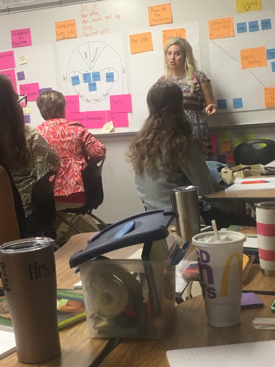 ATeachMoore's tweet photo. Loving the learning days of summer with @eprayzorelem and  @dentonisd teachers, administrators, and coaches. Thank you @TCRWP &amp; awesome staff developers. So excited about Day 4! @JenDeSutter @TarynVanderburg @SonjaCherryPaul @hareematifkhan #DentonHomeGrown #AlwaysLearningMoore https://t.co/RRRMpmdtKv