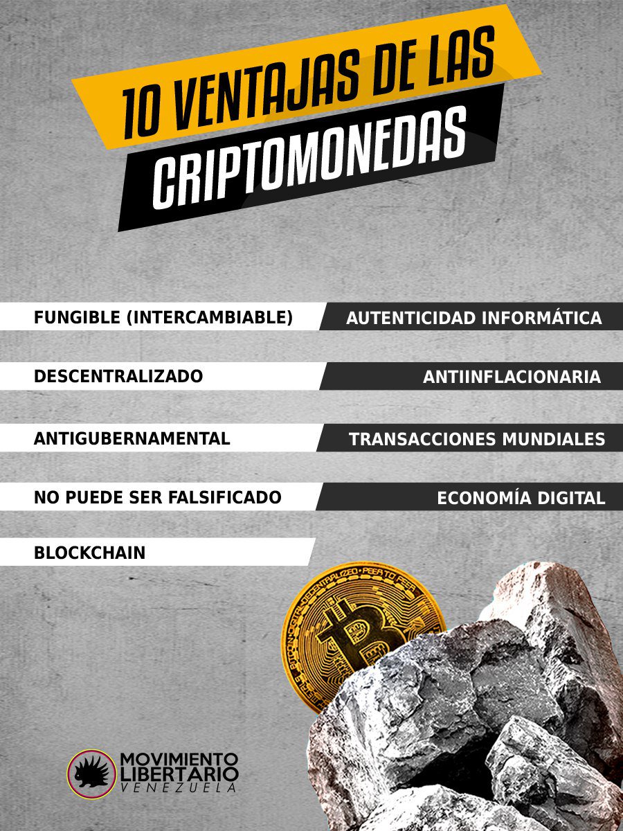 Hay muchas razones por la que apoyamos el uso de las cirptomonedas, pero las más destable es el hecho de que no pertenece a ningún Estad.

¿Has tenido la oportunidad de usar las criptomonedas? Cuentános tu experiencia.

#Criptomonedas #Economía #libertarismo #MovimientoLibertario