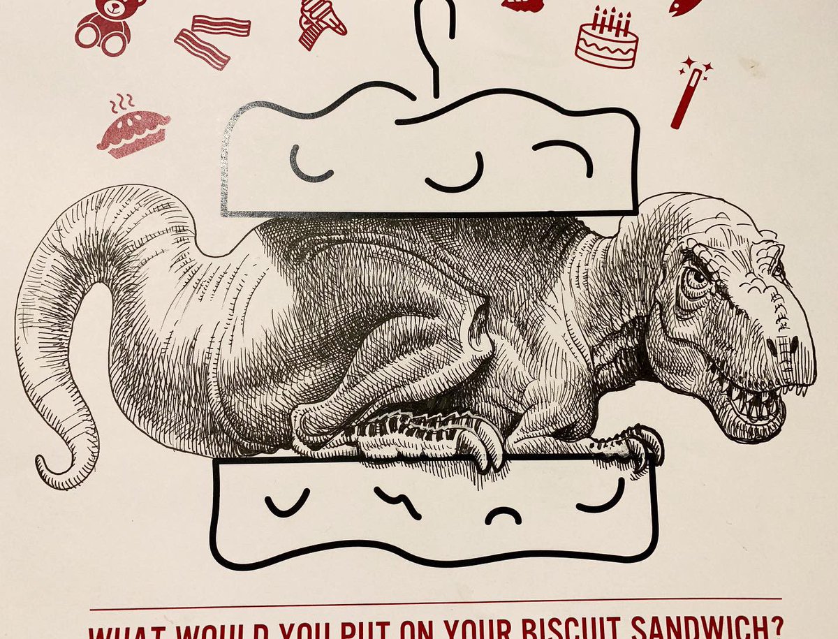 At the moment my kids are too young to be embarrassed by how "extra" dad can be sometimes. Like tonight at @ohheystanley when I drew a Tyrannosaurus biscuit sandwich for Juni on the @denverbiscuitco kids menu... 