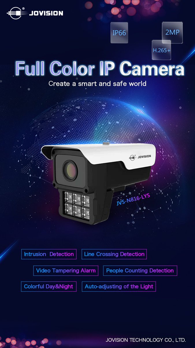 jovision_tech's tweet photo. Jovision's Full Color IP Camera model#JVS-N816-LYS.
2.0Megapixel IP Camera equipped with 6 white bright light LEDs that give clear and colorful night vision. https://t.co/JZLk990dHW