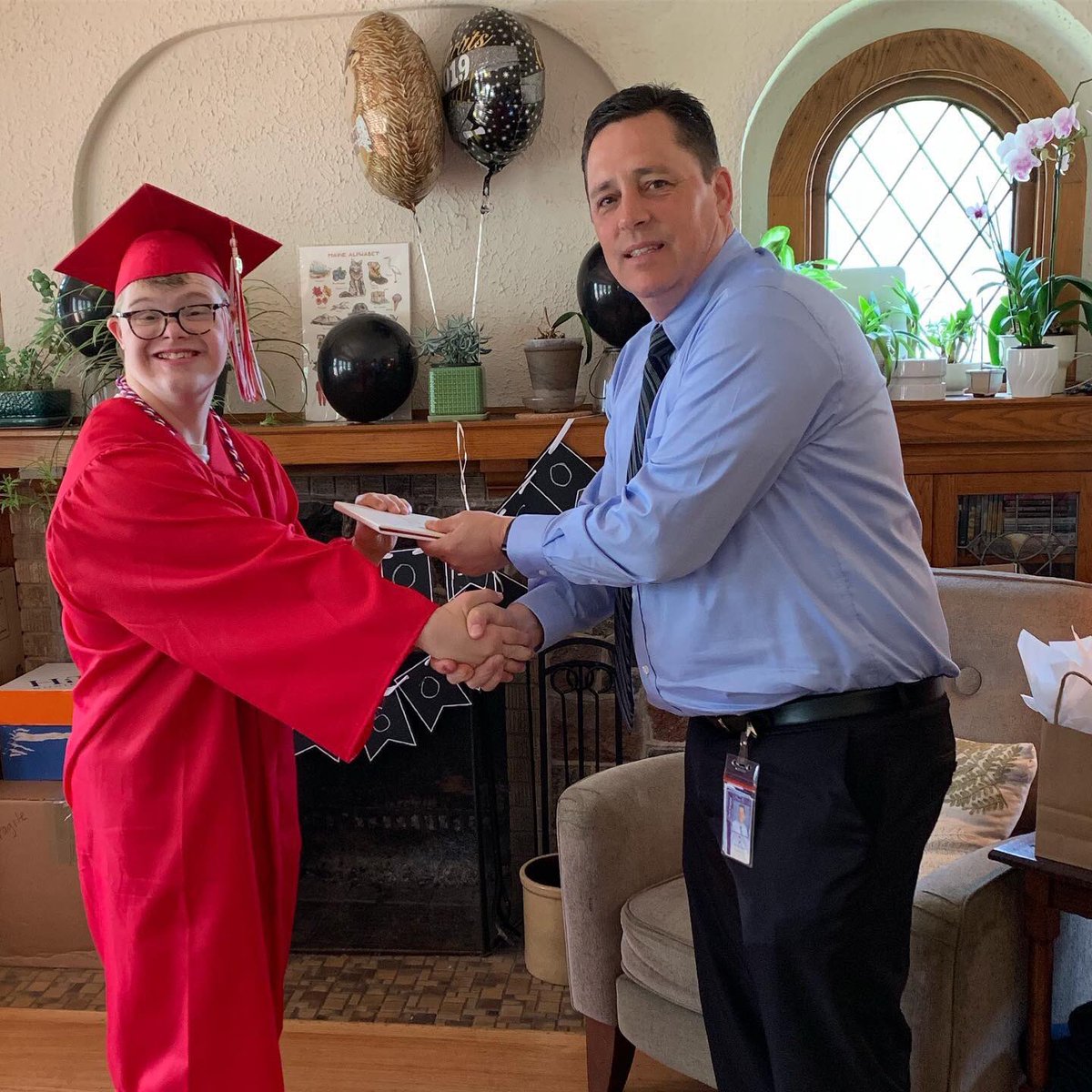 NickHughesTE's tweet photo. Best part of the day was delivering diploma to Jackson!  Special moment for everyone! @tosaschools https://t.co/7y9F0BmN4Y