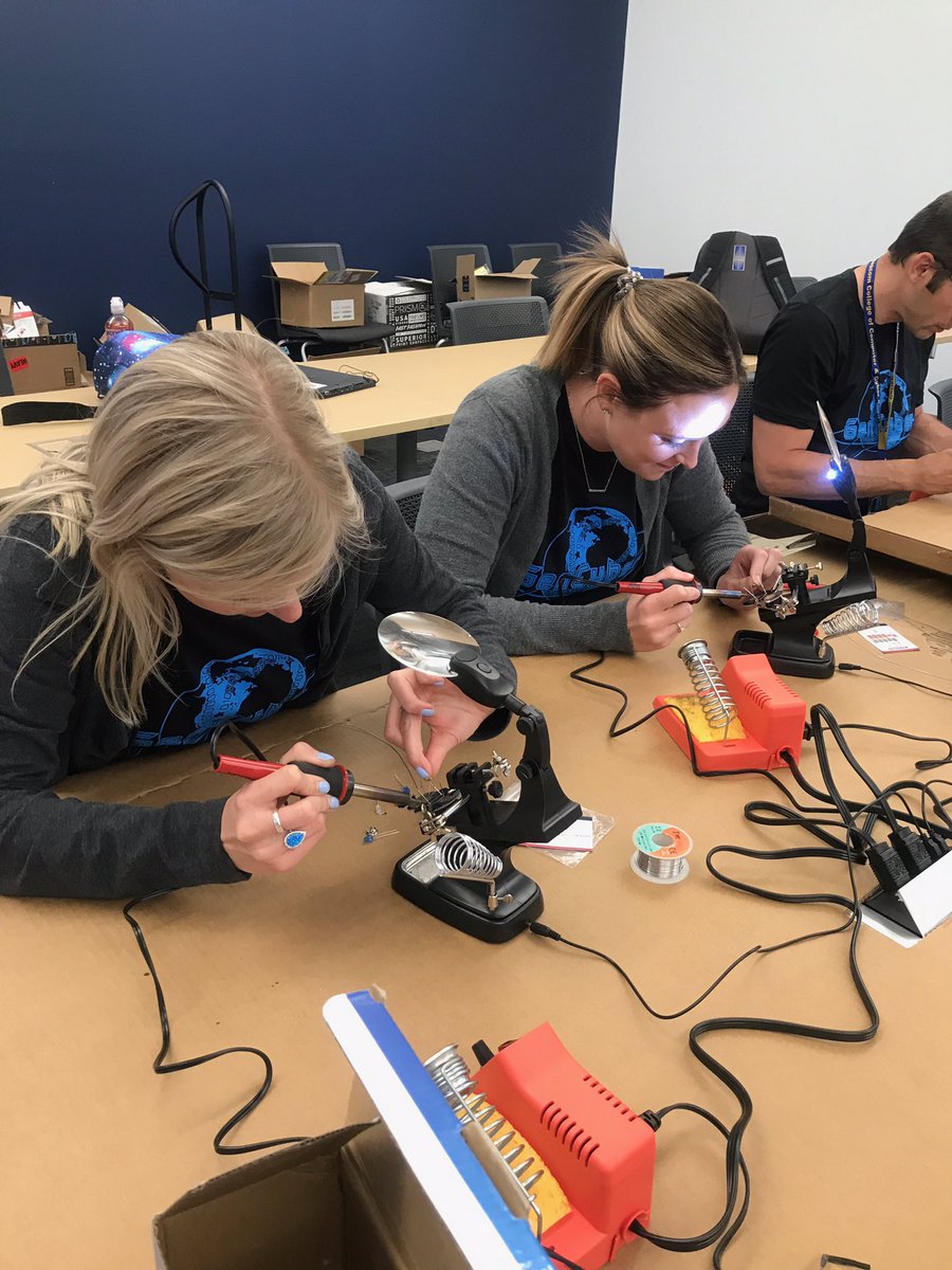 mrsfish_tech's tweet photo. Soldering is a process in which two or more items are melted together. @DakotaStateMSET is ALSO a process in which two or more lifelong learners are joined together. #StrongBond #Soldering #MSET @GenCyberTeacher @MrsKaleeGreve @LisaShepardson1 @jgrossenburg https://t.co/h2ds4iW9wp