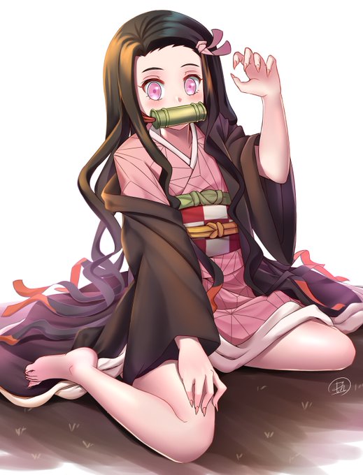 After3310さんがTwitterに投稿した竈門禰豆子(鬼滅の刃)のイラスト。