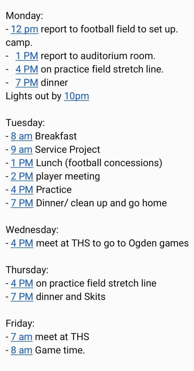 Tooele_Football's tweet photo. Camp schedule for next week Buffs! #BuffFootball #TheHerd https://t.co/k5x0HUXJUq