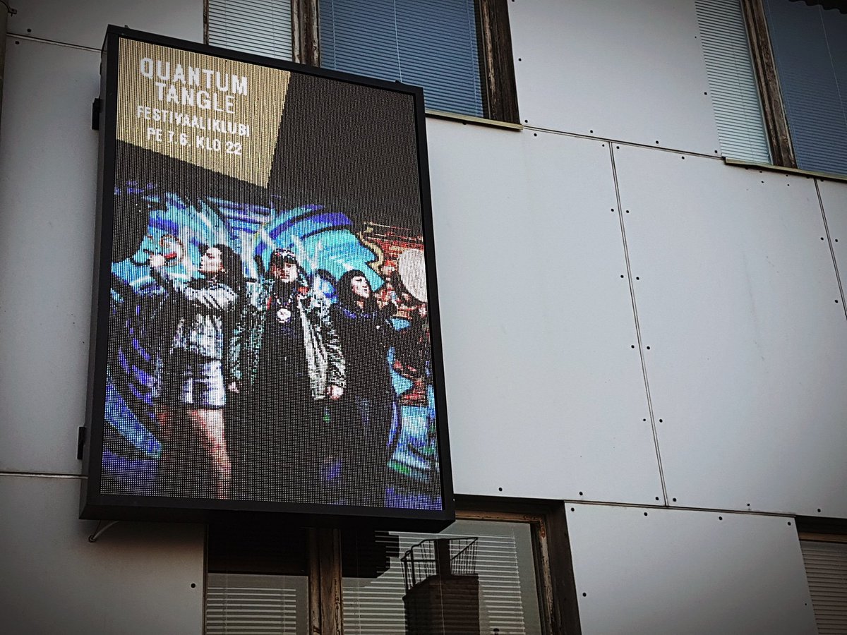 On our Finland adventures after Grey was injured, Inuk and Tiff were walking back to the hotel from the hospital at about 12am, full 24 hr Finnish sun in effect, and they came across this! Thank you Silence Festival for all the love! #quantumtangle #ontheroad #ontour #ontour2019
