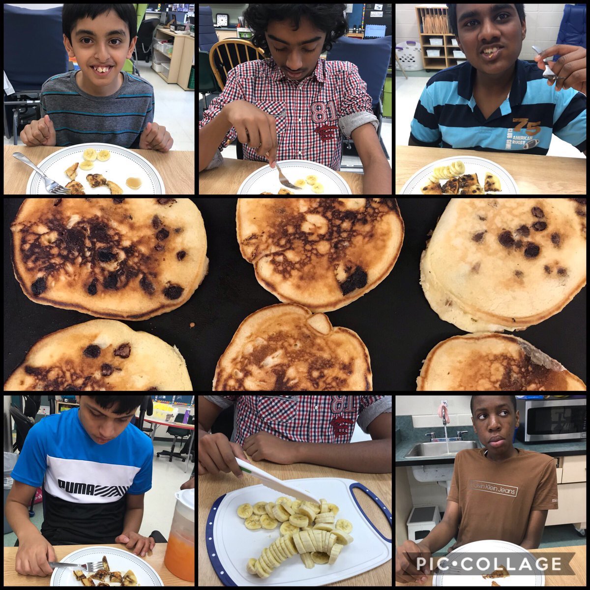 MissLFreedman's tweet image. We were cooking up a storm today! Who doesn’t love chocolate chip 🍫 pancakes 🥞 with banana🍌 for lunch? #LifeSkills #CookingProgram #ddasd1 @McCr_MS