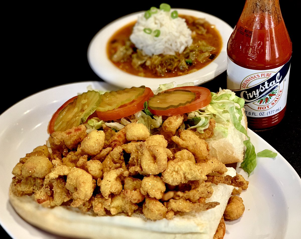 Crawfish Poboy and Crawfish Étouffée and you can’t forget that <a href="/crystal/">crystal</a>.hot.sauce #crawfishpoboy #crawfishetouffee #OklaNola #cajuncreole #Cajun #NOLA #Tulsa #tulsafood