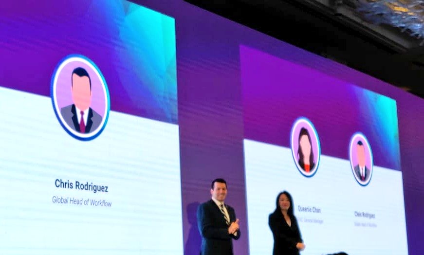 YourStoryCo's tweet photo. Chris Rodriguez, Global Head of Work flow and Queenie Chan, APAC General Manager of Symphony give us a peek into the day in the life of the @Symphony community. #Innovate2019 https://t.co/ZezjD50Rws