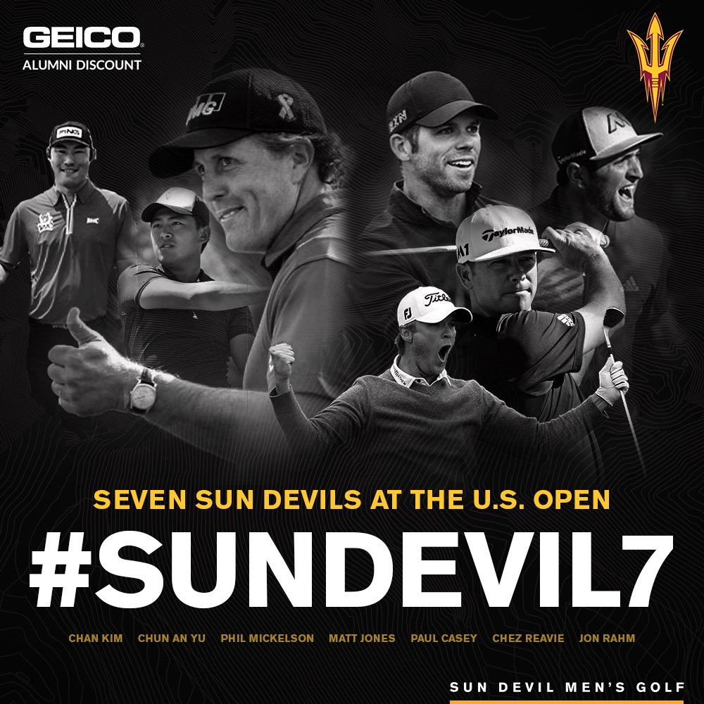 sundevilmgolf's tweet photo. Good luck to the #SunDevil7 at the @usopengolf https://t.co/PKTRxqBITl Watch it on @FS1 @FOXSports https://t.co/2Ck9ONYZpr