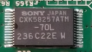 A Sony CXK58257ATM. This is a 32K SRAM chip. And there's two of them!