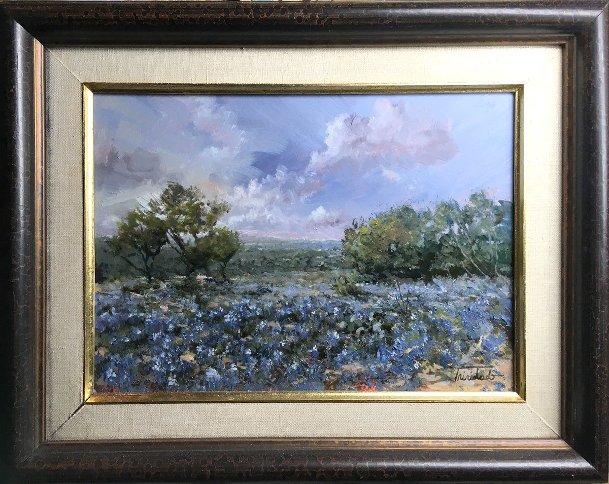 Texas landscape | oil painting | Texas Hill Country 
#oilpainting #impressionism #bluebonnets #texasartist #bluebonnet #westernartist #flowers #Texasart #SanAntonioArt #fineart #oil #painting #drawing #outdoors #oilonboard #blueflowers #texashillcountry #texasart