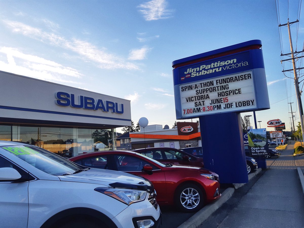 Thank you #jimpattisonsubaru for your support! June 15th 7am-8:30pm Spinathon Fundraiser supporting <a href="/VictoriaHospice/">Victoria Hospice</a> in the @wsrecreation JDF Lobby! <a href="/cycleoflifetour/">Cycle of Life Tour</a>
