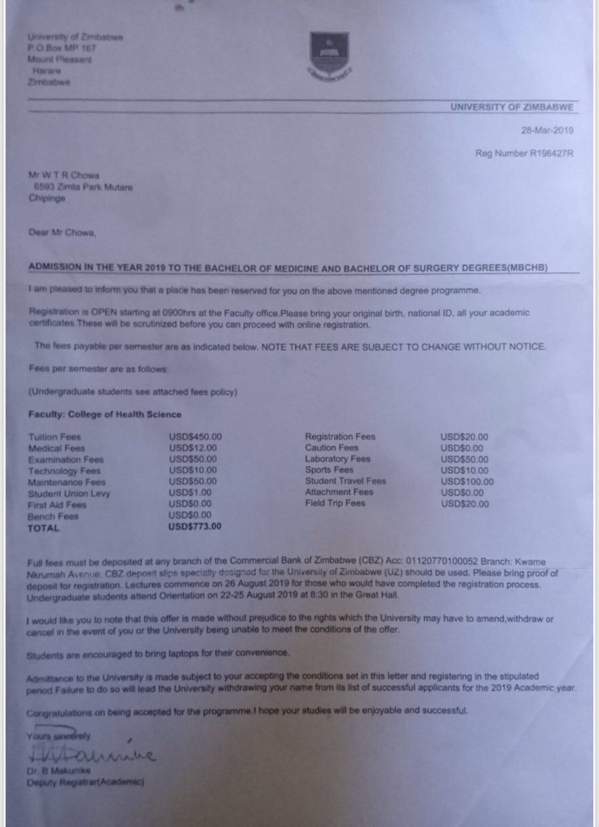We did it for Ranga in 2hrs. This is Walter. A vendor from Mutare. He has 20points and has a place for UZ medicine &amp; surgery! We can do it again folks. DM me if u want to help raise the $2000 Rtgs he needs for first year with me. Let's make this vendor a Doctor! Let's do it. 🙏🇿🇼