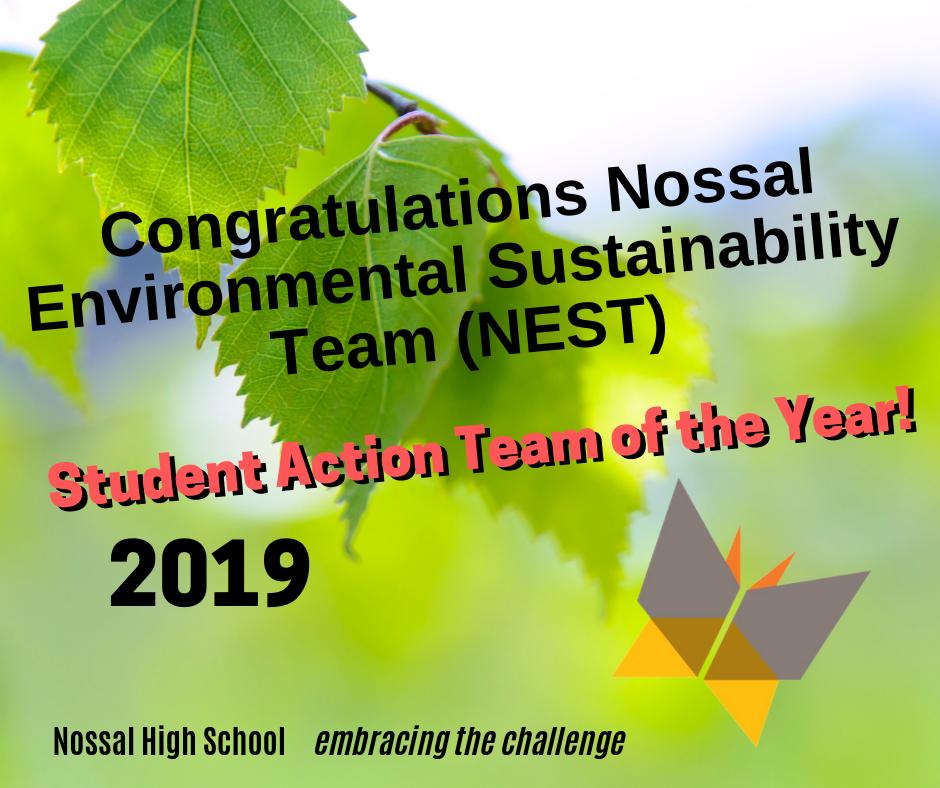 NossalHigh's tweet photo. Congratulations to the Nossal High School's NEST, announced as Sustainability Victoria's "Student Action Team of the Year (Secondary)" at the ResourceSmart Schools' Awards 2019.
#nossalhighschool #nossalexceptional #embracethechallenge #nest #resourcesmart #sustainability https://t.co/mWr7kLnnvo