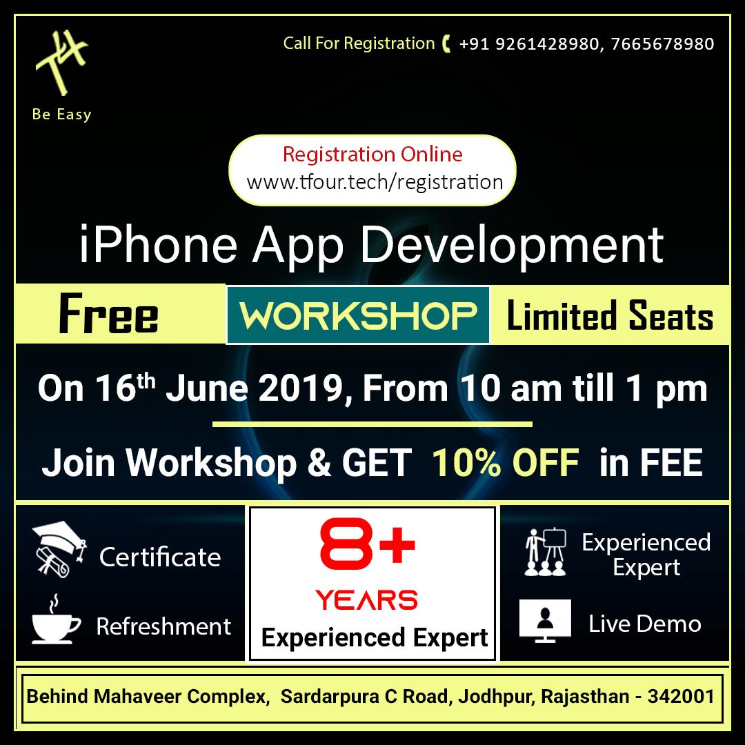 tfourtech's tweet image. TFour Tech Pvt. Ltd. Ltd.​ conducting 3-hours workshop on iPhone App Development under 8+ years experienced expert.
| Call for Registration: +91 9261428980, 7665678980
| Web: tfour.tech/registration   
#workshop  #iOS_APP #iPhone_Application #iPhone_coding #tfour #tfourtech
