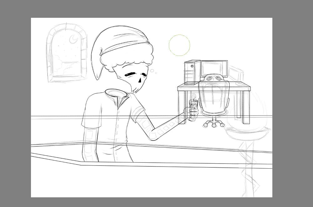 AtomicKitten93's tweet image. Progress of a commission, a friend's offline screen #twitch #offlinescreen #lineart #skeleton #pcgamer #commission #coffin