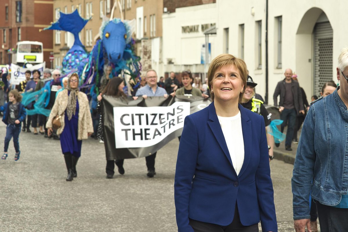 citizenstheatre's tweet photo. For #ThrowbackThursday we're going back to the start of the month, when our Community Collective were joined by First Minister @NicolaSturgeon during the annual Gorbals Fair parade! https://t.co/sy2qLRVWeE