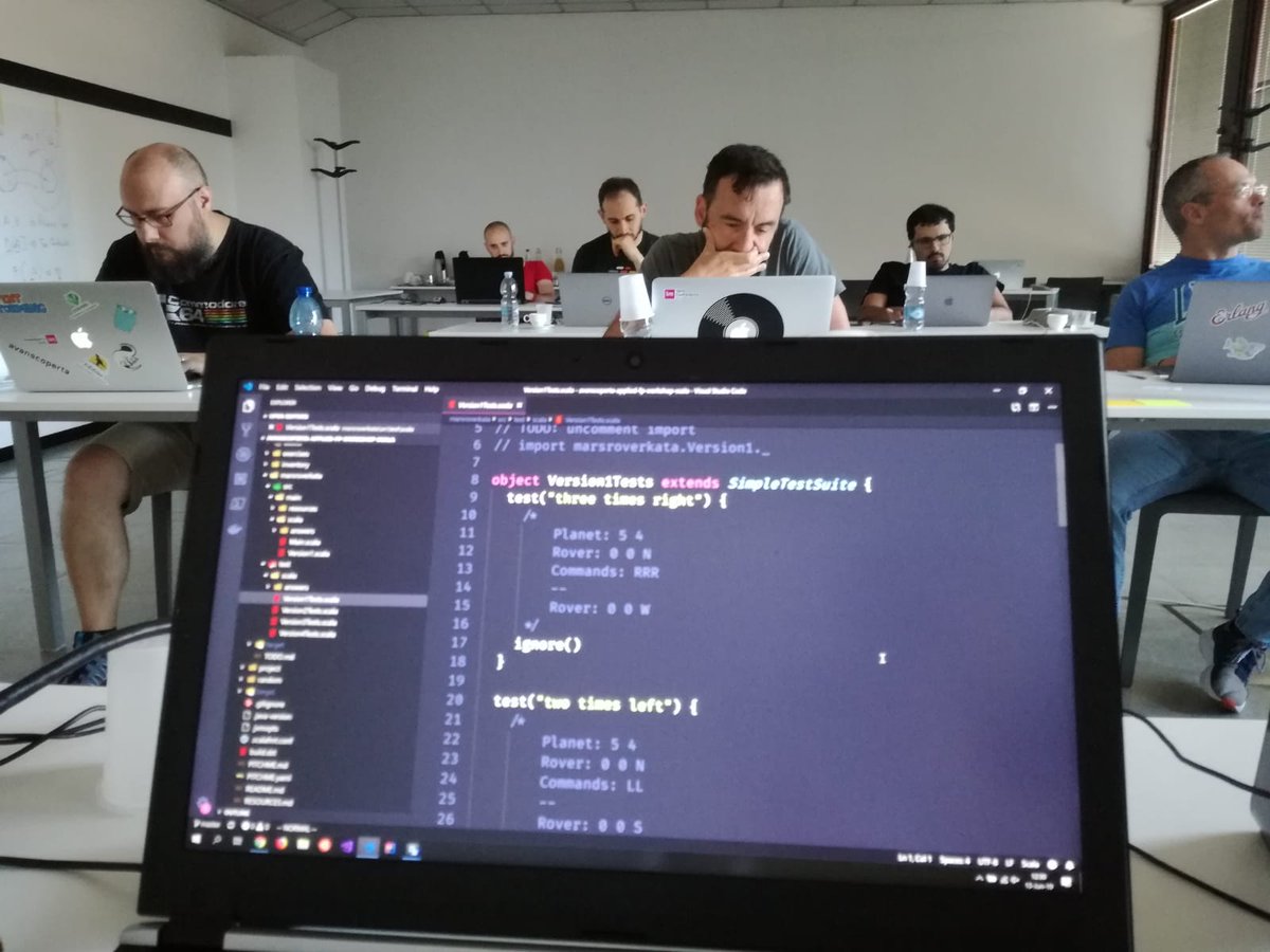 avanscoperta's tweet photo. Our poor @DDD_ino 🦖 is feeling a little bit lost today with all this talk about #Monad, #Functor, #Functions, Category Theory, #FunctionalArchitecture...🤪 on the contrary people in the room do seem to appreciate this 2°-day workshop with @matteobaglini 🥳💣💥 #fp https://t.co/Q8kY9M5rSI