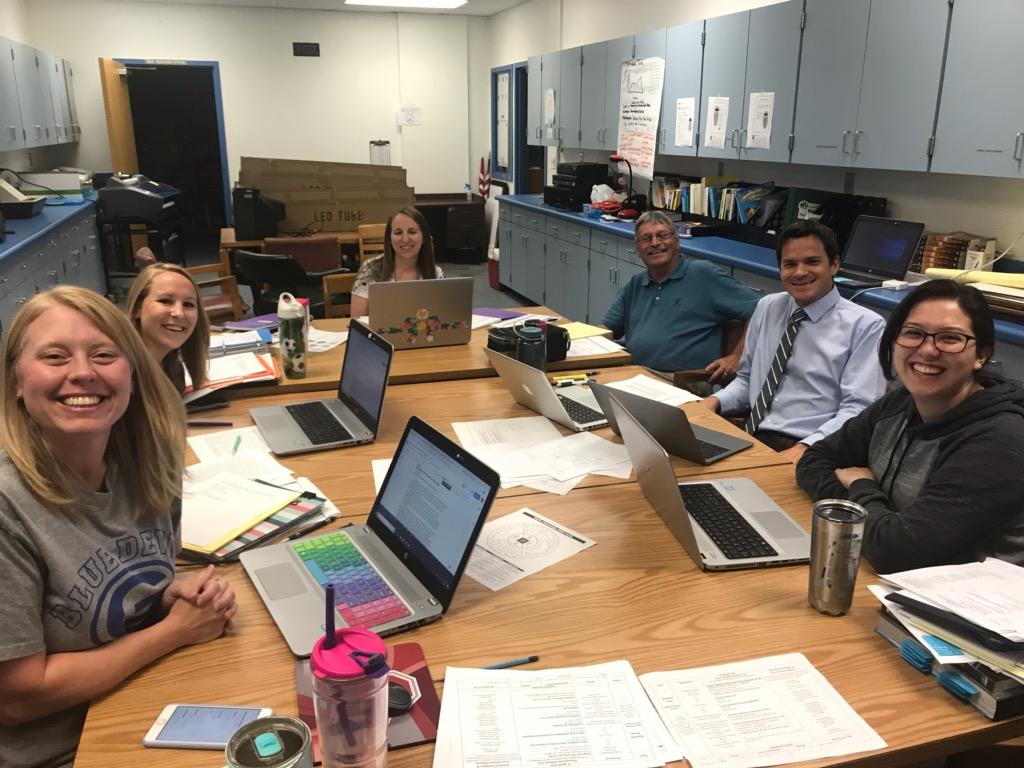 More curriculum prep out at DSP. Social Studies, ELA and our new AP <a href="/DonaldMcNaught4/">Don McNaughton</a> meeting with Chris from Core Connections to prepare content for next year. Proud to work along side this group of educators. PRI(Determination)E #ParrottPRIDE #LeopardNATION