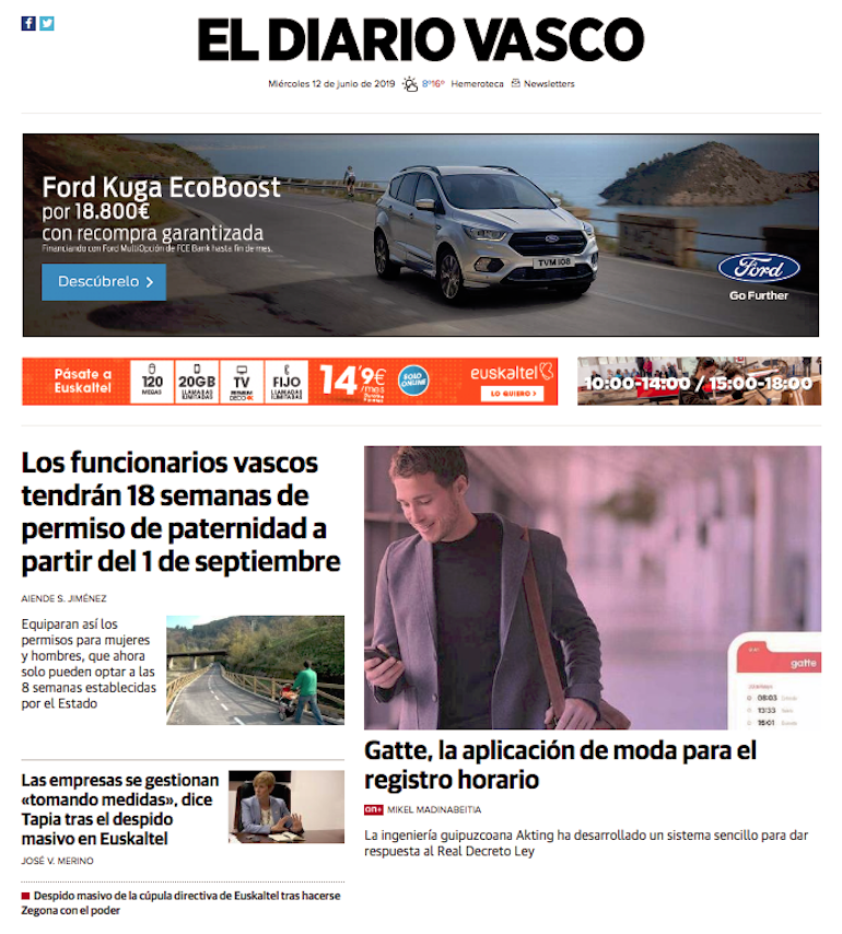 AKTING (@akting_) on Twitter photo Ayer nuestra aplicación #gatte fue portada en <a href="/diariovasco/">El Diario Vasco</a> ¡Muchas gracias a El Diario Vasco por la noticia y por difundir nuestra #app!
#registrohorario #nuevodecretoley #jornadalaboral Ayer nuestra aplicación #gatte fue portada en <a href="/diariovasco/">El Diario Vasco</a> ¡Muchas gracias a El Diario Vasco por la noticia y por difundir nuestra #app!
#registrohorario #nuevodecretoley #jornadalaboral