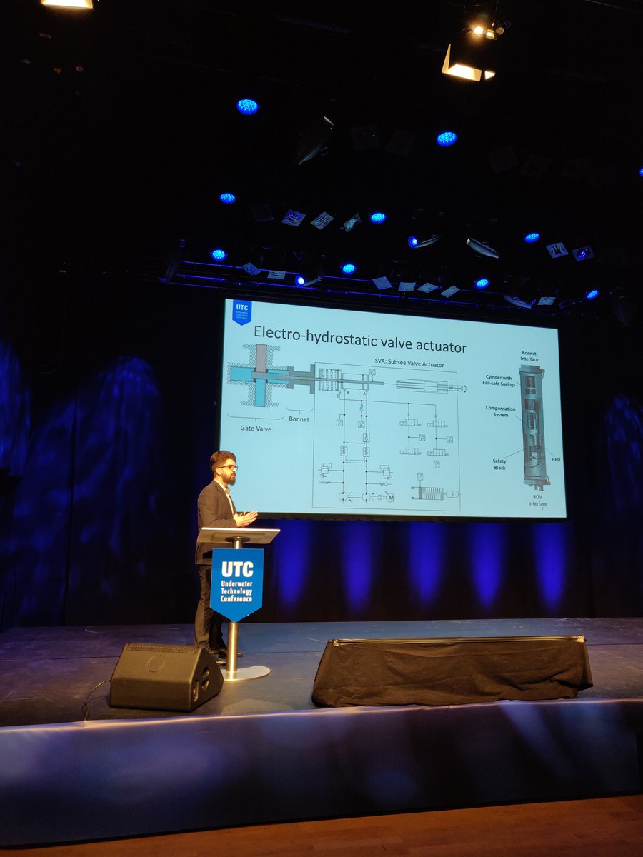 UTC_Bergen's tweet photo. All the way from @UFSC in Florianópolis, Brazil: João Pedro Duarte da Silva - today's first student presentation at #UTC2019. He talks about "Experimental and Simulation Qualification of an Electro-Hydrostatic Subsea Valve Actuator" https://t.co/tyotTdFXeE