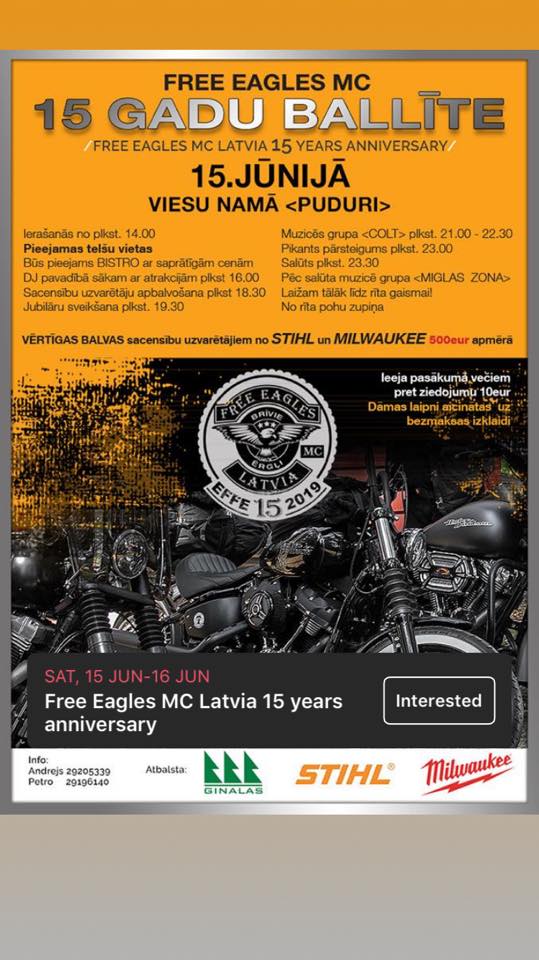 MOTOpower_lv's tweet photo. FREE EAGLES 15 gadu ballīte 15.06.2019
https://t.co/m6FmdRyrb0 https://t.co/uIbFllZtgS
