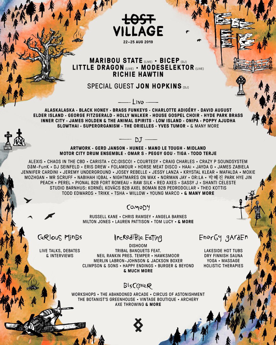 lostvillagefest's tweet image. A surreal world in a long forgotten forest, welcome to Lost Village 2019… We’ve made even more additions to our lineup, join us! 🌲🔮🌲 RT to win accommodation for 4 in our Boutique Sanctuary... 
🎟 lostvillagefestival.com