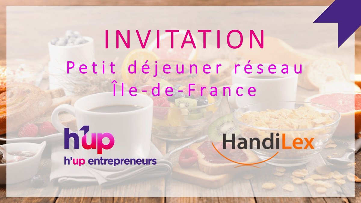 h_up_uptih's tweet photo. Petit-déjeuner h'up Ile-de-France, jeudi 20 juin à 8h30 dans nos locaux de La Ruche ! L'occasion d'échanger avec des membres du réseau h'up. Découvrez notre partenariat avec @HandiLex pour vous accompagner sur votre accès au droit !
Infos et inscriptions : https://t.co/C1CGf2qw6W https://t.co/sRpz0N6eQF