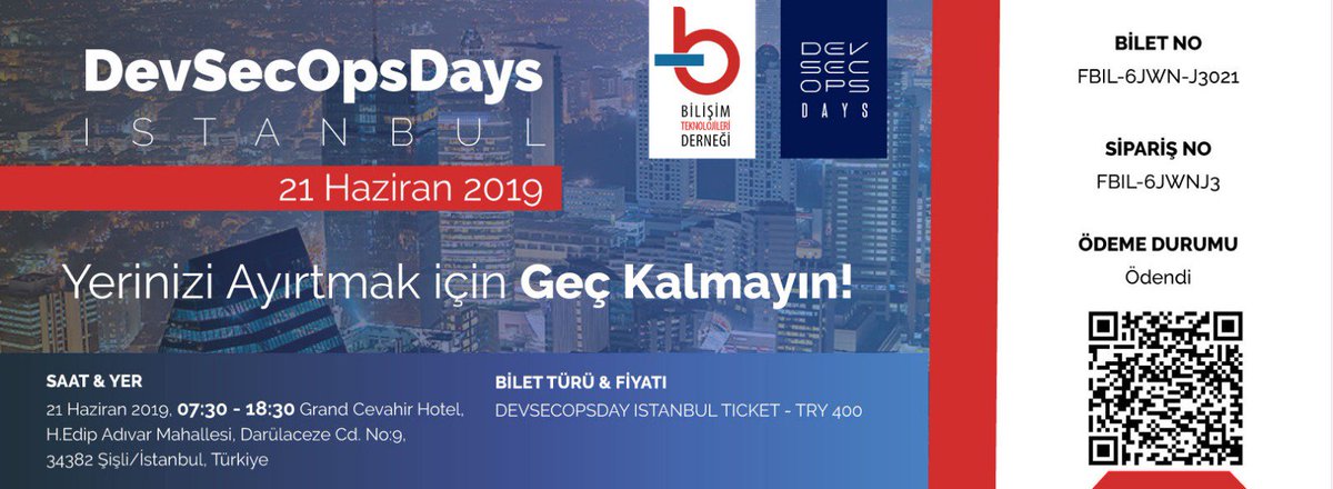 devsecopstr's tweet image. DevSecOps Istanbul&apos;da yerinizi ayırtmak için son 1 hafta kaldı, geç kalmayın. devsecopsistanbul.com #DevSecOpsIstanbul #DevSecOps #DevSecOpsDays #DevOps