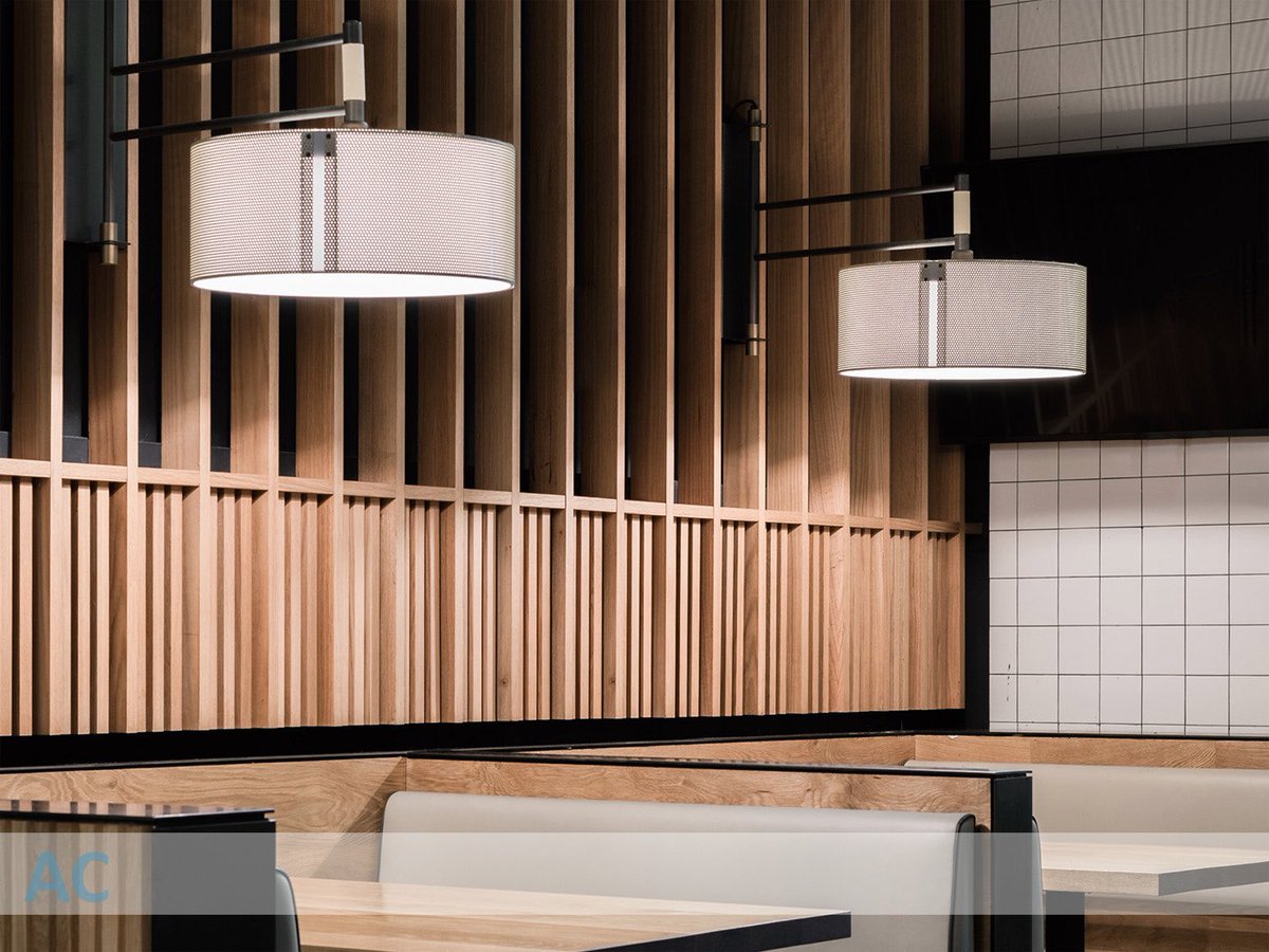 We are really liking this enclosed booth seating area inspiration, with a light wood slatted partition wall. The mixture of wood, white tile and mesh lighting gives a great finish #interiordesign #hoteldesign Instagram.com/aspinallcreati…