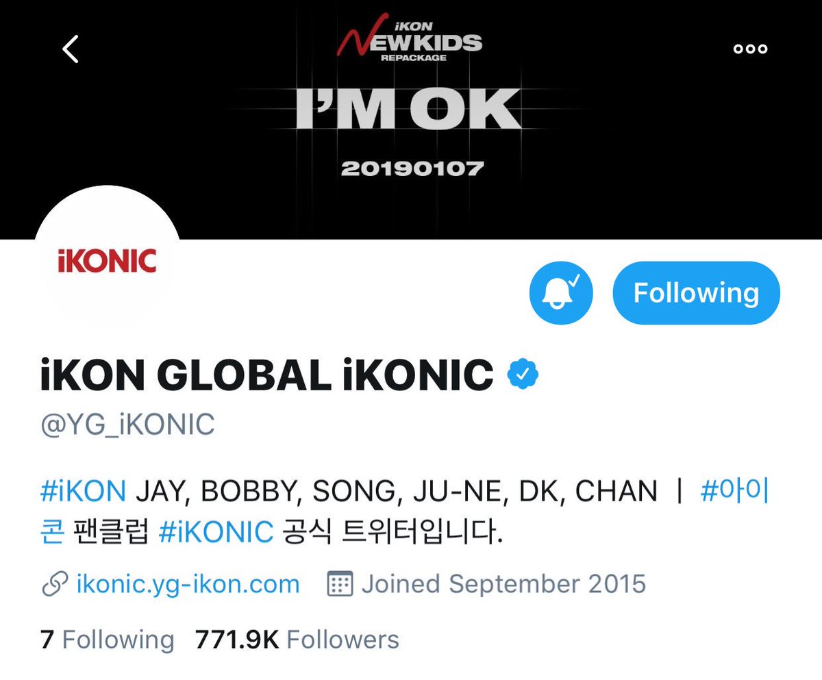 Yunhyeong_Fr's tweet photo. [INFO] 190613 Le compte officiel d'iKON, @YG_iKONIC, a fait une mise à jour et a retiré Hanbin de sa bio Twitter. https://t.co/t9vE1FBKQf