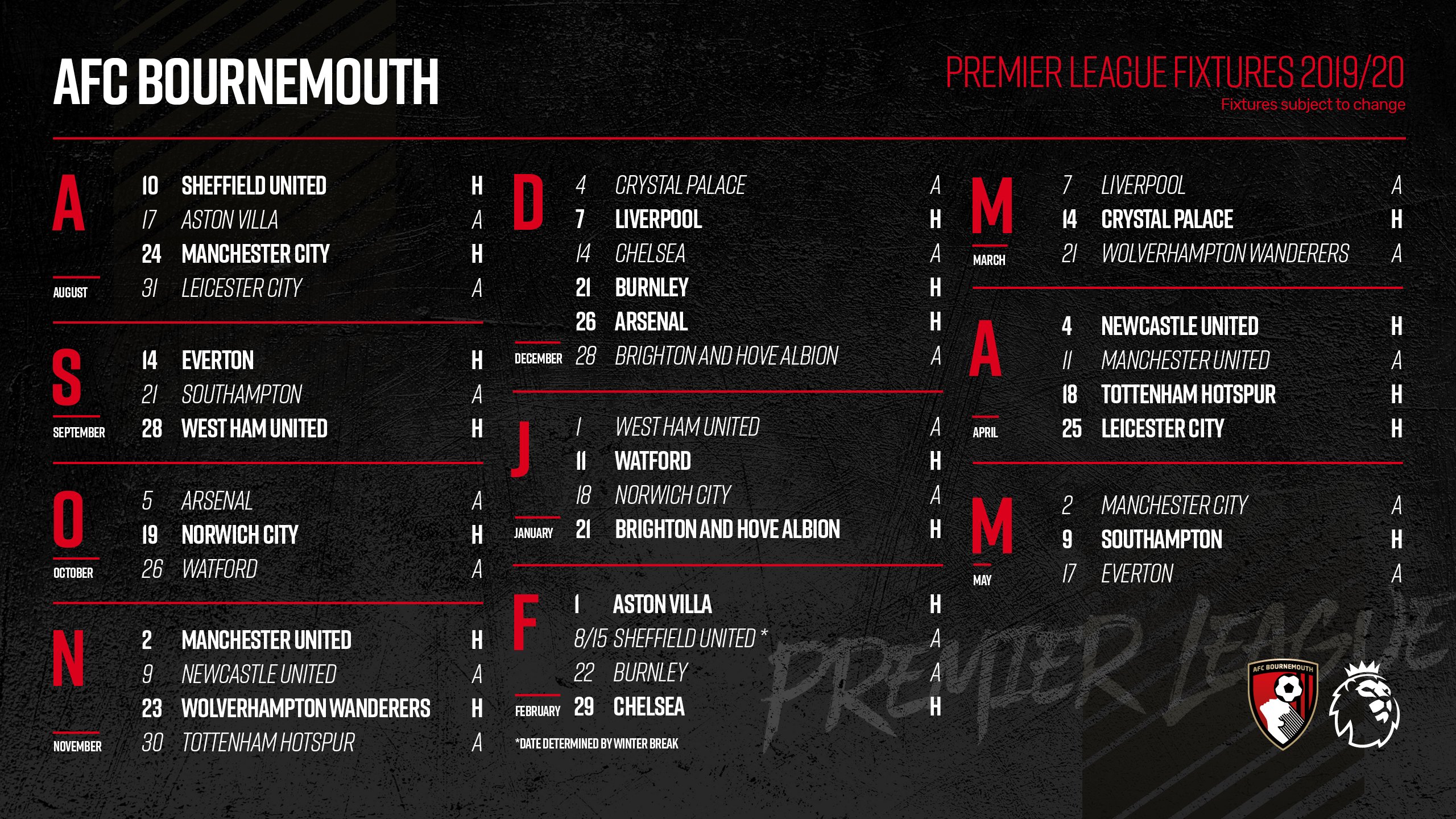 Afc cheap bournemouth fixtures