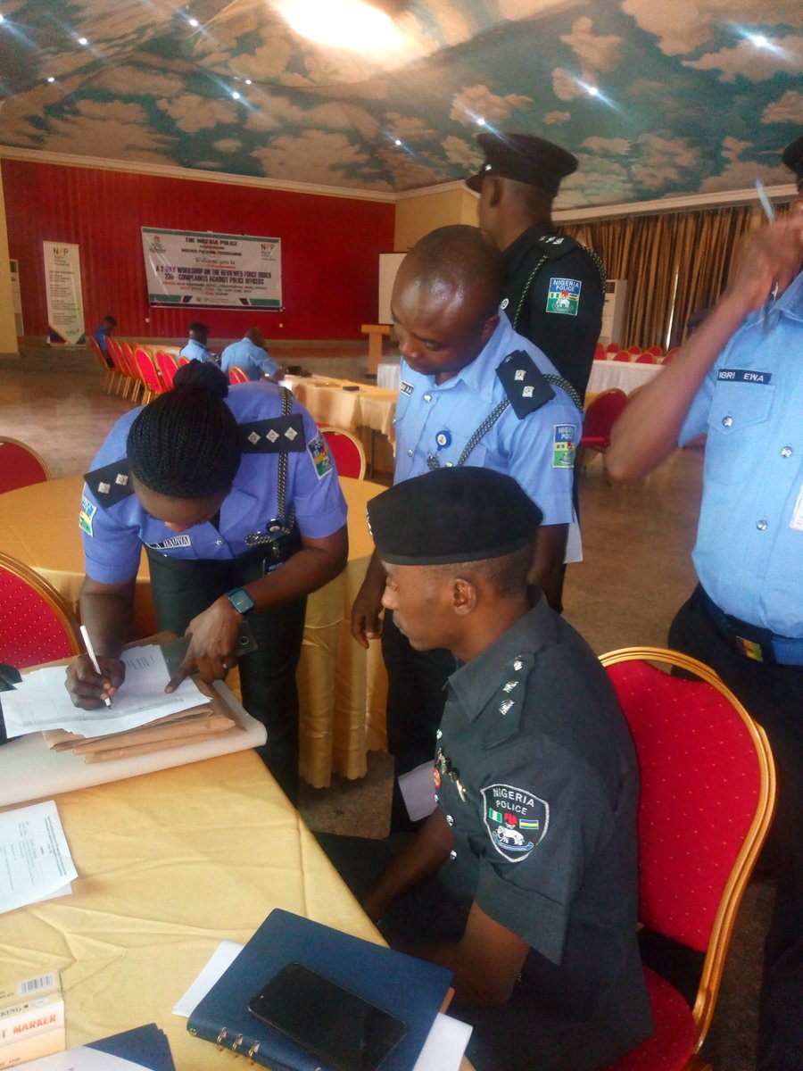 PoliceNG's tweet photo. Happening now in ENUGU, ENUGU State, documentation of Public Complaint Bureau Desk Officers for A 2-day capacity building workshop on reviewed Force Order 235 - Complaint against @PoliceNG Officers @NP_Programme @Nkiii https://t.co/WYkcvDaDQF