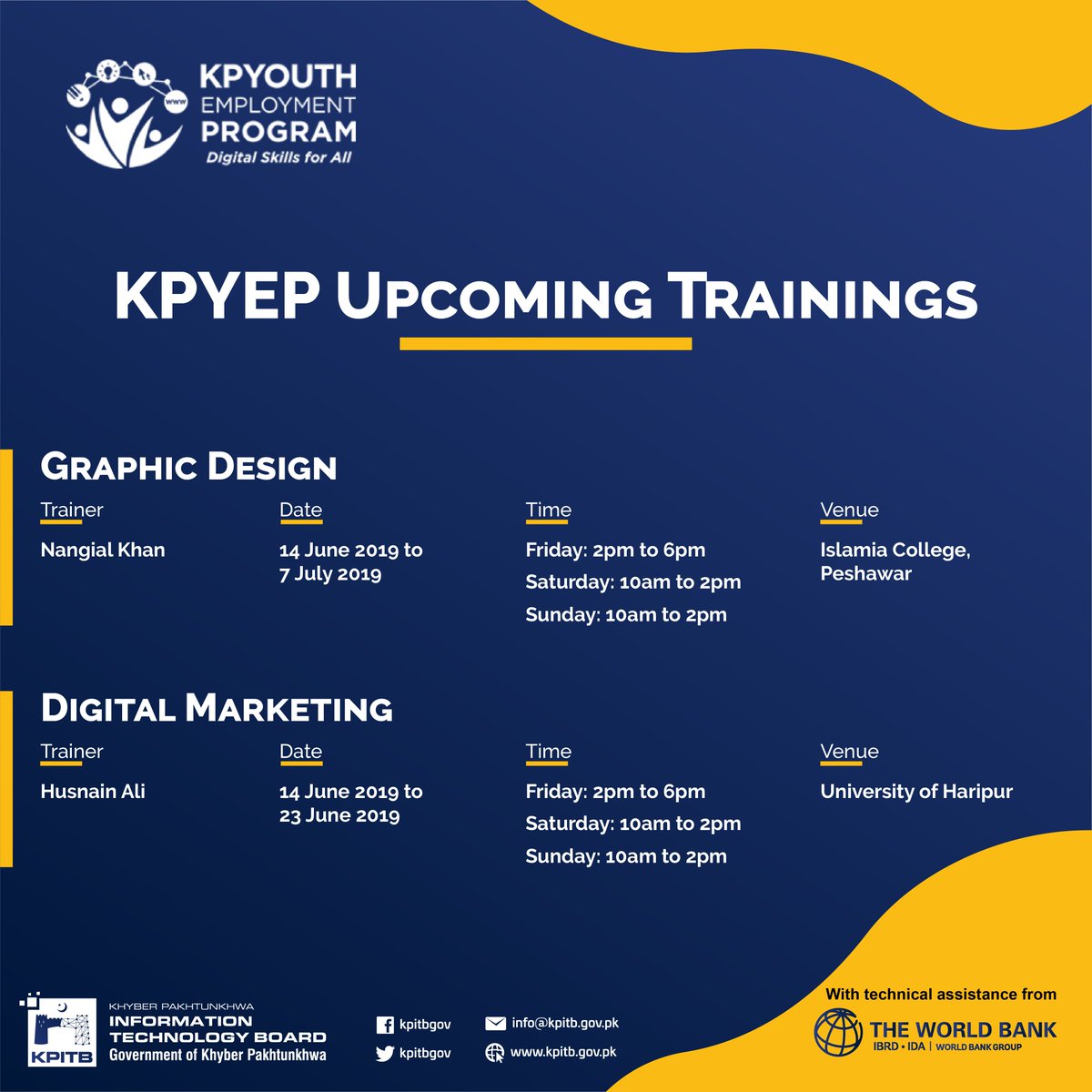 kpyep's tweet photo. After a long wait, our journey of empowering the youth of Khyber Pakhtunkhwa with #DigitalSkills continues. Emails and texts have been rolled out to the selected candidates.
#KPITB #KPYEP #EmployableDigitalSkills #DigitalKP
@kpitbgov https://t.co/T6Ounq6AsJ