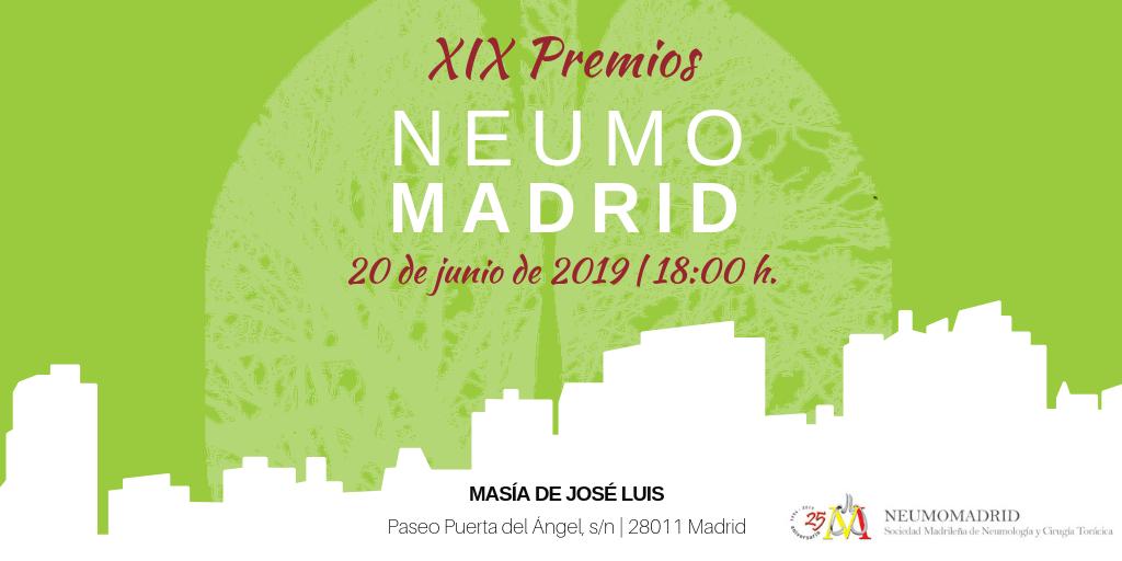 El próximo 20 de junio celebramos los XIX #PremiosNeumomadrid, en el marco de nuestro 25 aniversario neumomadrid.org/news/xix-premi…