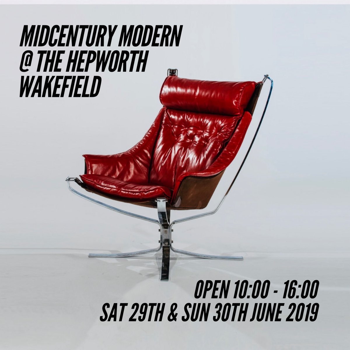 sbydonline's tweet photo. Just over two weeks until the @modernshows @HepworthGallery. As always we’ll be bringing our collection of Scandinavian Midcentury Furniture - including this chrome “winged” Falcon Chair in pillar box red. Advance tickets available at https://t.co/j7ECbFSro8
#InteriorDesign #mcm https://t.co/W9Vo7wXpNr