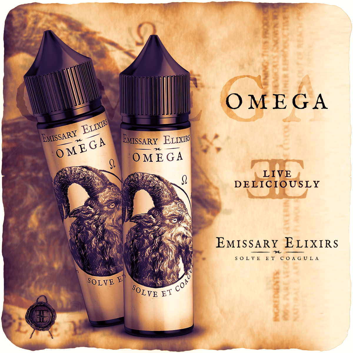 OMEGA is coming! The first herald of an apocalyptic new line will be available nationwide in the coming months! 
#emissary #omega #ejuice #vapers #art #design