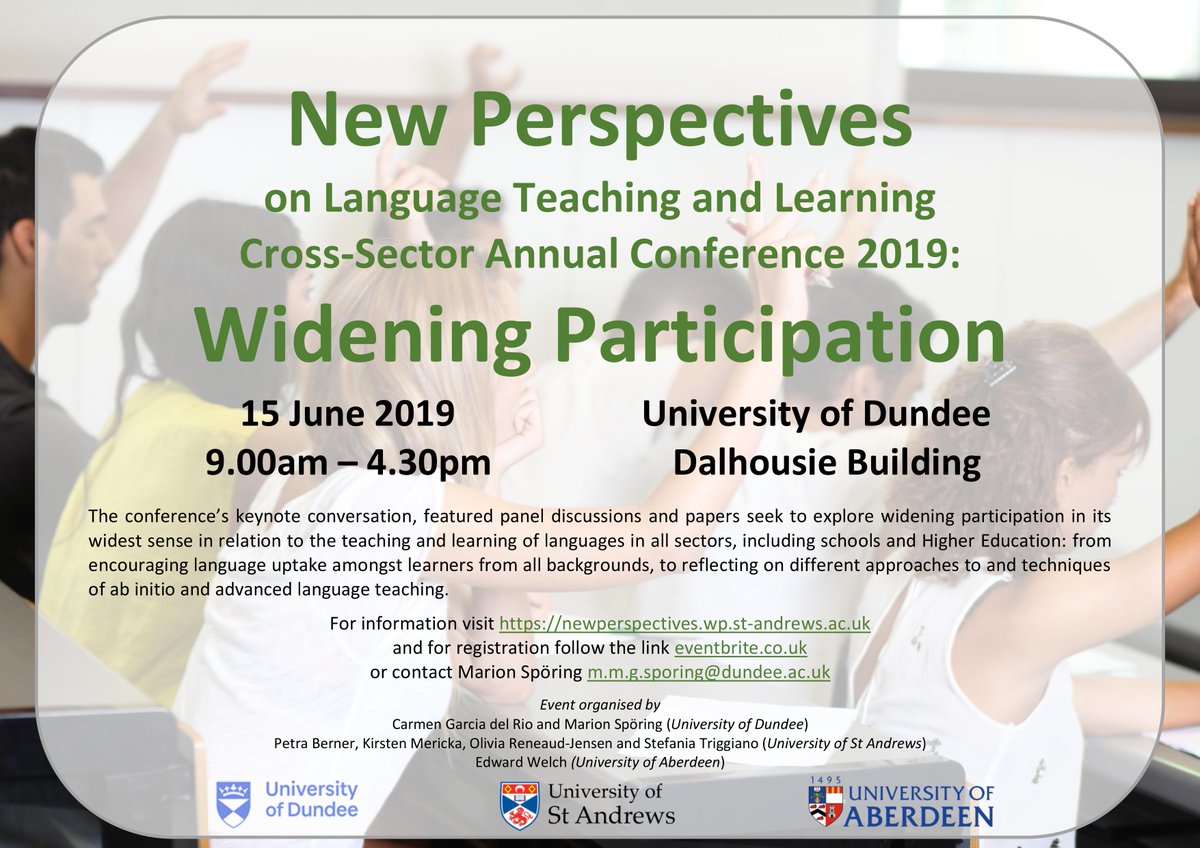 Marta Nitecka Barche (@martabarche) on Twitter photo Looking forward to presenting at the New Perspectives on Language Teaching and Learning: Cross-Sector Annual Conference 2019: Widening Participation <a href="/dundeeuni/">University of Dundee</a> Looking forward to presenting at the New Perspectives on Language Teaching and Learning: Cross-Sector Annual Conference 2019: Widening Participation <a href="/dundeeuni/">University of Dundee</a>