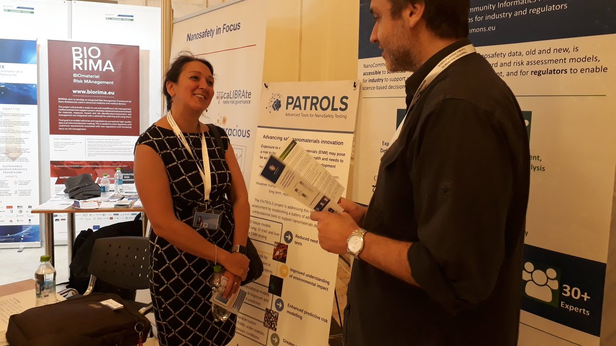 <a href="/sherfern1/">Shareen Fernquest</a> in her 'meet the expert' role for <a href="/PATROLS_H2020/">PATROLS</a> on the <a href="/EUNanoSafety/">NSC Community (former EUNanoSafety Cluster)</a> stand at <a href="/ENF_2019/">EuroNanoForum2019</a>