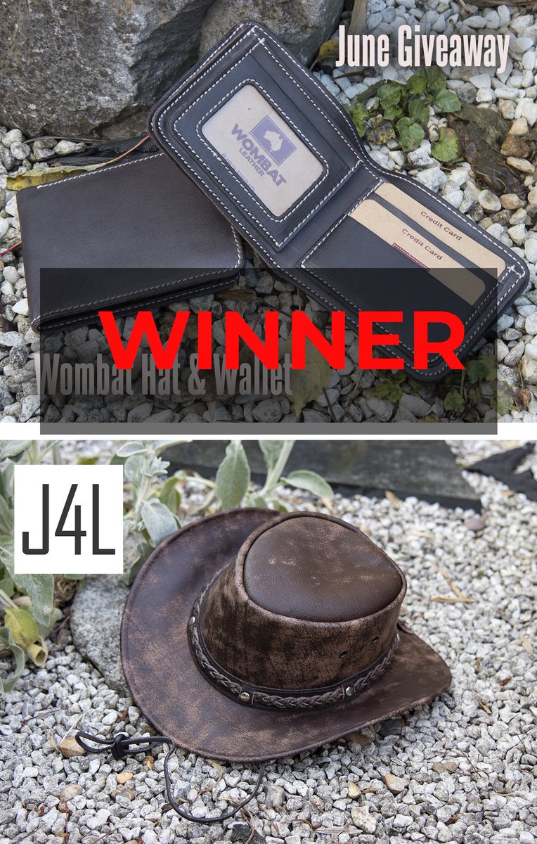 We have a winner in our June Giveaway - Wombat Rugged Wallet and The Wilds Leather Hat

Congratulations to Natalie Kirby

Don't miss out Follow us for the next great freebie

#freebie #giveaway #competiton