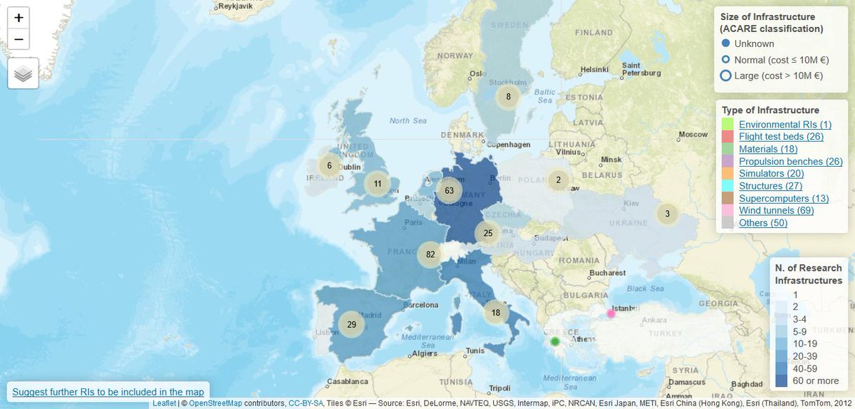 What kind of research infrastructure does the 🇪🇺 need to boost #aviation research? And what aviation #research #infrastructures are available today? Browse our interactive map 🗺️ of #EU_RIs to find out, and add your input. #EUTransportResearch ➡️ ringo-project.eu/ri-maps/