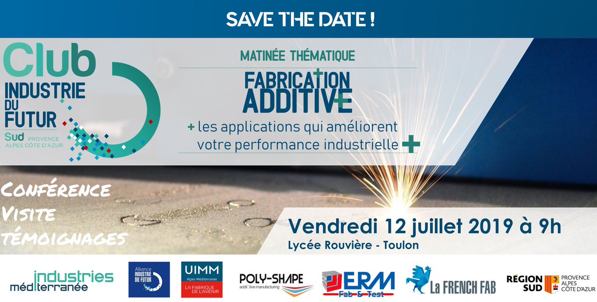 Le <a href="/CLUB_IDF_PACA/">Club Industrie du Futur SUD-PACA</a> remet le couvert ! Après le succès de la 1ère matinée thématique sur la maintenance prédictive, RDV est donné à Toulon pour des échanges et présentations de solutions autour de la Fabrication Additive et ses applications pour l'outillage.