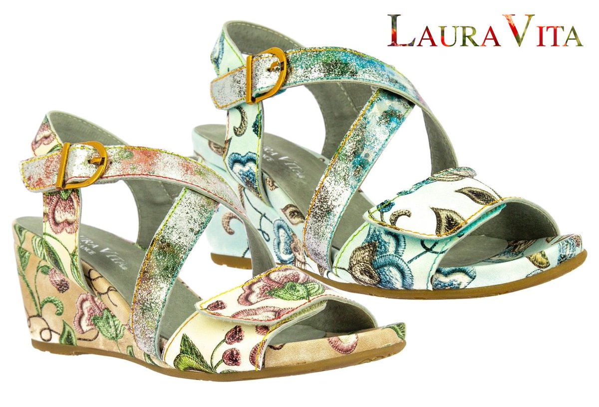 MarshallShoes's tweet photo. This bright #floral #LauraVita #sandal features a high #wedge #heel, #adjustable front and side #velcro strap fastenings, along with a cushioned, #suede lined footbed for all day #summer #comfort and style. Click here to #buy - https://t.co/g2BCW6SuHY #womenssandals https://t.co/4hfbYDA3vi