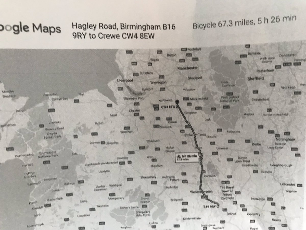 MuckersThe's tweet photo. Today’s route Birmingham to Crewe should be around 6 hours. Weather is bad again so we’re doing short stages, checking on the niggles and strains that’s have been picked up #TowerToTower 🇫🇷🚴‍♀️🇬🇧 #FiveBackOnTheRoad @FrontlineChild @TheNextChapte11 @tweetstreetlife @LancsMind https://t.co/h024dgQyPa