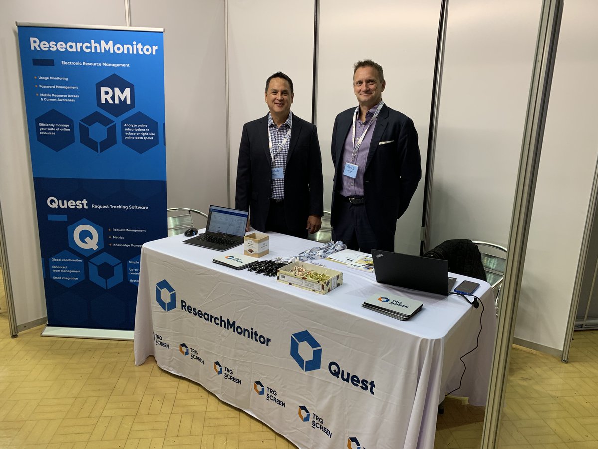 trgscreen's tweet photo. We are at #BIALL2019 today! Stop by stand 11 to learn all about #ResearchMonitor & #Quest! #ResourceManagement #UsageManagement #RequestManagement #EnquiryManagement #Law #Librarians #LibraryServices #Libraries #Library #InformationServices #LibraryServices #Legal #LegalServices https://t.co/cAMV9ZLXEP