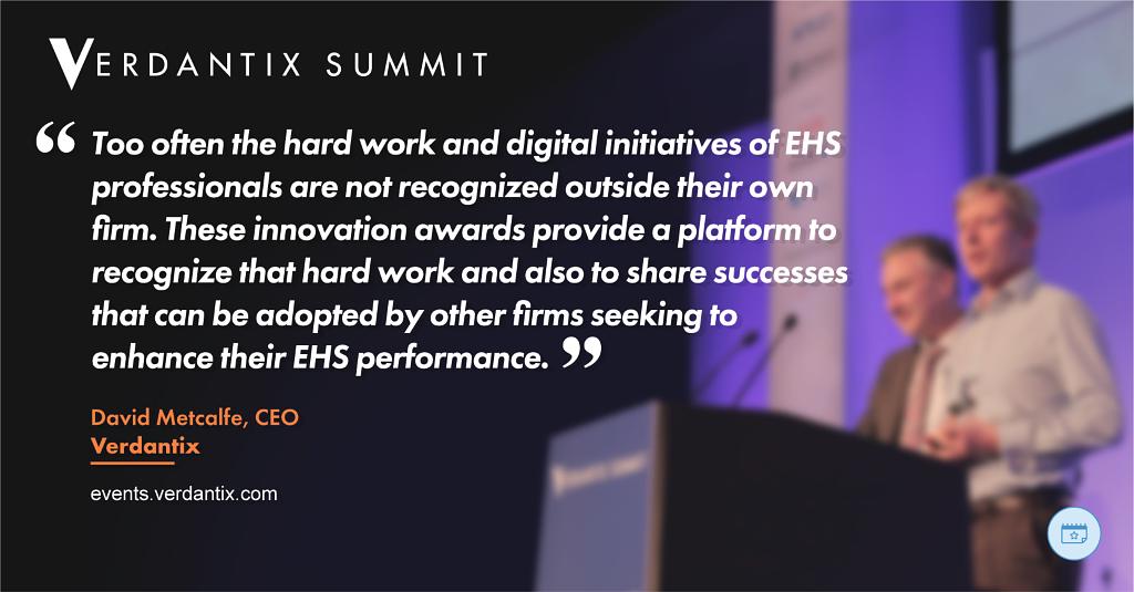 Have you implemented a digital #EHS initiative that you want to share with the EHS community? The 2019 Verdantix EHS Innovation Awards recognize organisations that are driving best practice in EHS improvement through technology and innovation. Enter now bit.ly/2I43crA